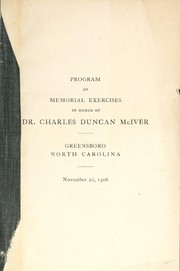 Program of memorial exercises in honor of Dr. Charles Duncan McIver