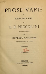 Cover of: Prose varie e iscrizioni edite e inedite by Giovanni Battista Niccolini