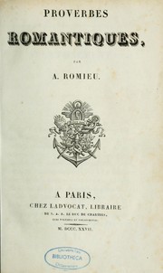 Cover of: Proverbes romantiques