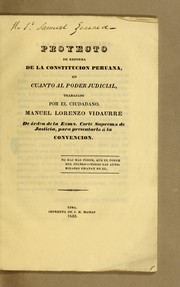 Cover of: Proyecto de reforma de la constitucion peruana, en cuanto al poder judicial by Manuel Lorenzo de Vidaurre