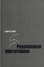 Cover of: Psychological interpretation.