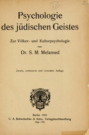 Cover of: Psychologie des jüdischen Geistes by Melamed, Samuel Max
