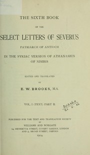 Cover of: Select letters - Sixth book by Severus of Antioch