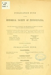 Cover of: Publication fund of the Historical society of Pennsylvania. by Pennsylvania. Historical society