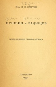 Cover of: Pushkin i Radishchev by P. N. Sakulin