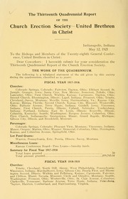 Cover of: Quadrennial report : 1909, 1921 by United Brethren in Christ. Church erection society