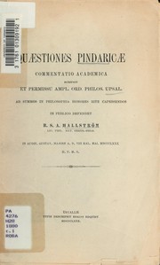 Cover of: Quaestiones Pindaricae by R. S. A. Hallström