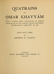 Cover of: Quatrains of Omar Khayyám