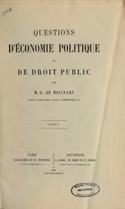 Cover of: Questions d'économie politique et de droit public by G. de Molinari