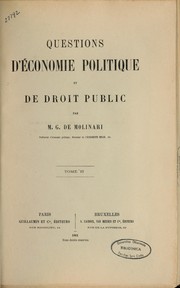 Cover of: Questions d'économie politique et de droit public by G. de Molinari