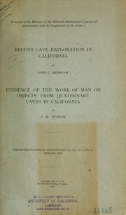 Cover of: Recent cave exploration in California