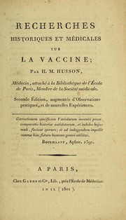Cover of: Recherches historiques et médicales sur la vaccine