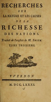 Cover of: Recherches sur la nature et les causes de la richesse des nations