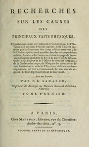 Cover of: Recherches sur les causes des principaux faits physiques by Jean Baptiste Pierre Antoine de Monet de Lamarck