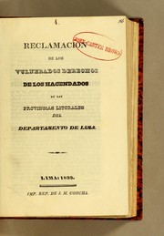 Cover of: Reclamación de los vulnerados derechos de los hacendados de las provincias litorales del departamento de Lima