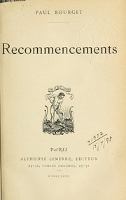 Cover of: Recommencements