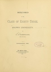 Cover of: Record of the class of eighty-three, Brown University