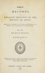 Cover of: Records of the English Province of the Society of Jesus | Henry Foley