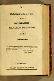 Cover of: Reflecsiones sobre un informe del Cabildo Eclesiastico de Lima