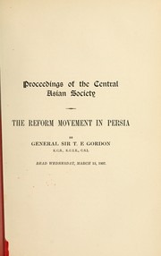 Cover of: The reform movement in Persia by T. E. Gordon