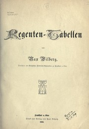 Cover of: Regenten-Tabellen by Max Wilberg