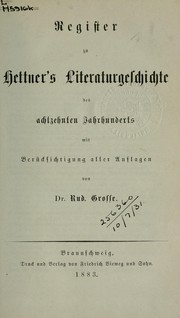 Register zu Hettner's Literaturgeschichte des achtzehnten Jahrhunderts by Rudolf Grosse