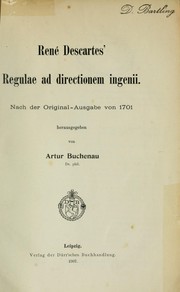 Cover of: Regulae ad directionem ingenii