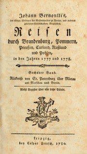Cover of: Reisen durch Brandenburg, Pommern, Preussen, Curland, Russland und Pohlen, in den Jahren 1777 und 1778