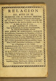 Cover of: Relacion del auto de fe by Pedro de Peralta Barnuevo