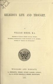 Cover of: Religious life and thought | William Horne