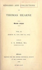 Cover of: Remarks and collections by Thomas Hearne