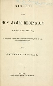 Cover of: Remarks of the Hon. James Redington by Redington, James