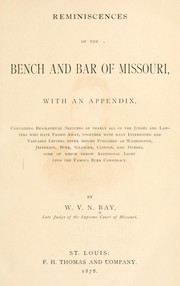 Cover of: Reminiscences of the bench and bar of Missouri by W. V. N. Bay