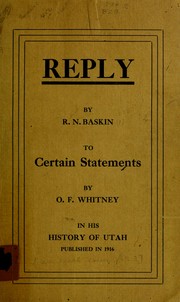 Cover of: Reply by R. N. Baskin