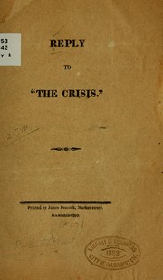 Cover of: Reply to "The crisis." by 
