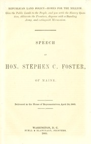 Cover of: Republican land policy--homes for the million by Stephen Clark Foster