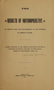 Cover of: The results of anthropometry