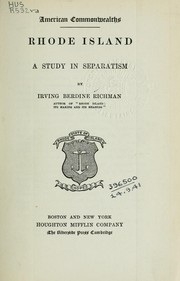 Cover of: Rhode Island, a study in separatism