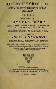 Cover of: Ricerche critiche sopra lo stato presente della chirurgia