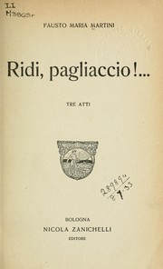 Cover of: Ridi, pagliaccio: tre atti