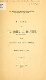 Cover of: The right and duty of Congress to recognize war in Cuba: Speech ... in the Senate ... May 17, 1897