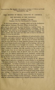 Cover of: The rights of small nations in America by Villard, Oswald Garrison