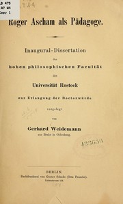 Cover of: Roger Ascham als pädagoge ... by Gerhard Weidemann