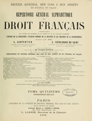 Cover of: Répertoire général alphabétique du droit français ...