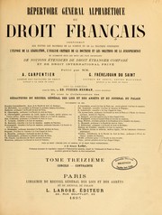 Cover of: Répertoire général alphabétique du droit français ...