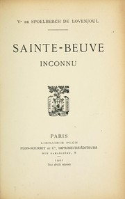 Cover of: Sainte-Beuve inconnu.