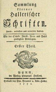 Cover of: Sammlung kleiner Schriften by Albrecht von Haller