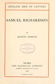 Cover of: Samuel Richardson by Austin Dobson