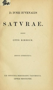 Cover of: Saturae: Editit Otto Ribbeck