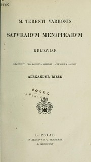 Cover of: Saturarum Menippearum reliquiae by Marcus Terentius Varro